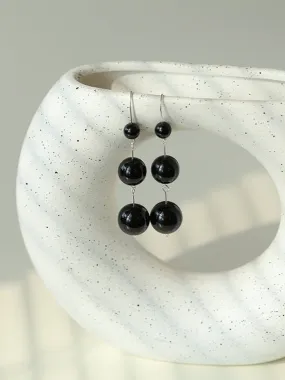 Gradient Black Onyx 925 Silver Dangle Earring