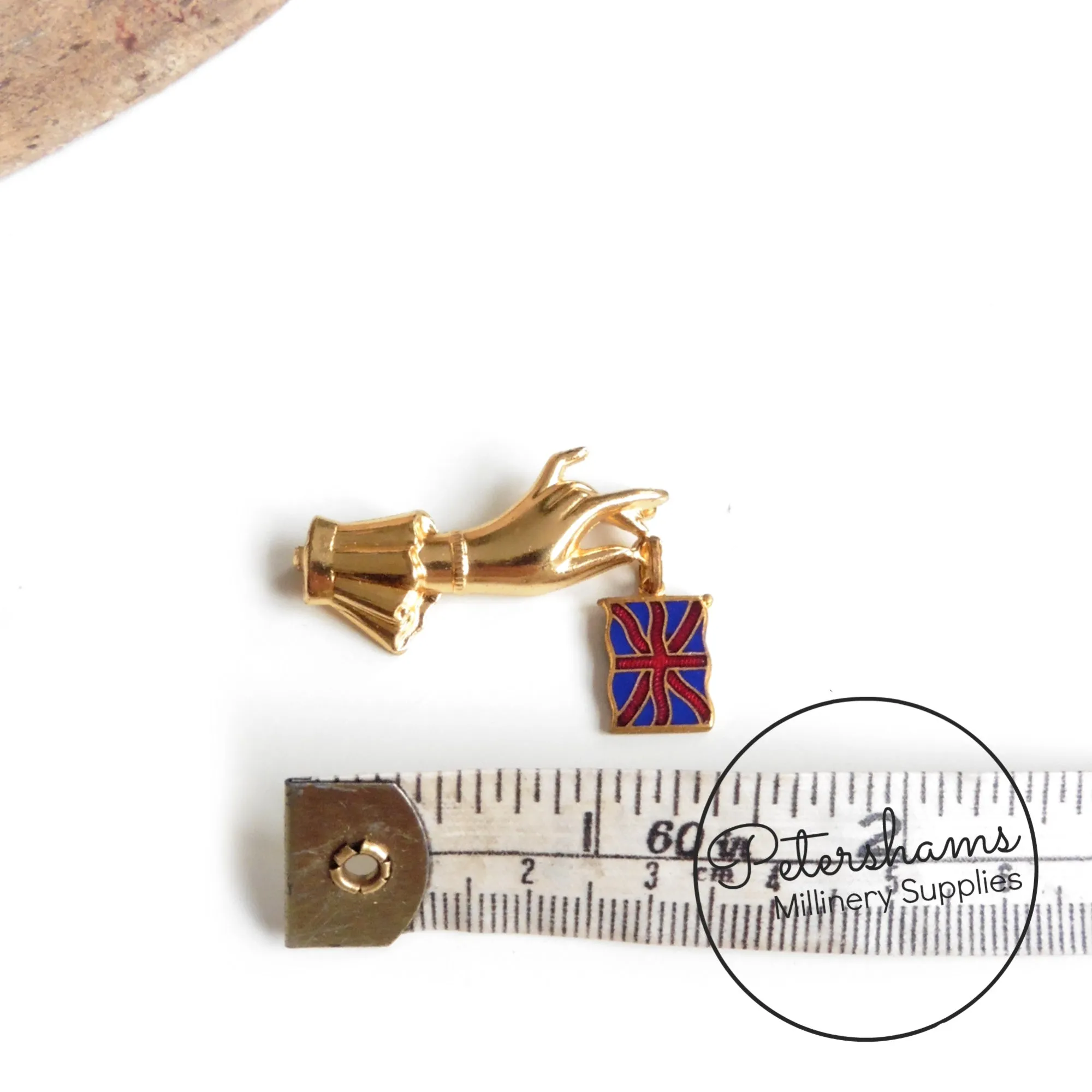 Hand Dangling Union Flag Vintage 1940s Brooch Pin