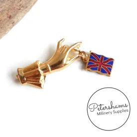 Hand Dangling Union Flag Vintage 1940s Brooch Pin