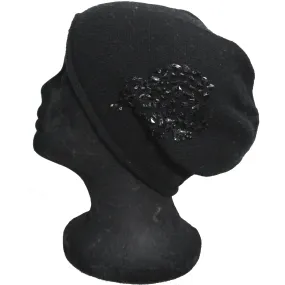 Hat with Jewel Stone Detail-Black