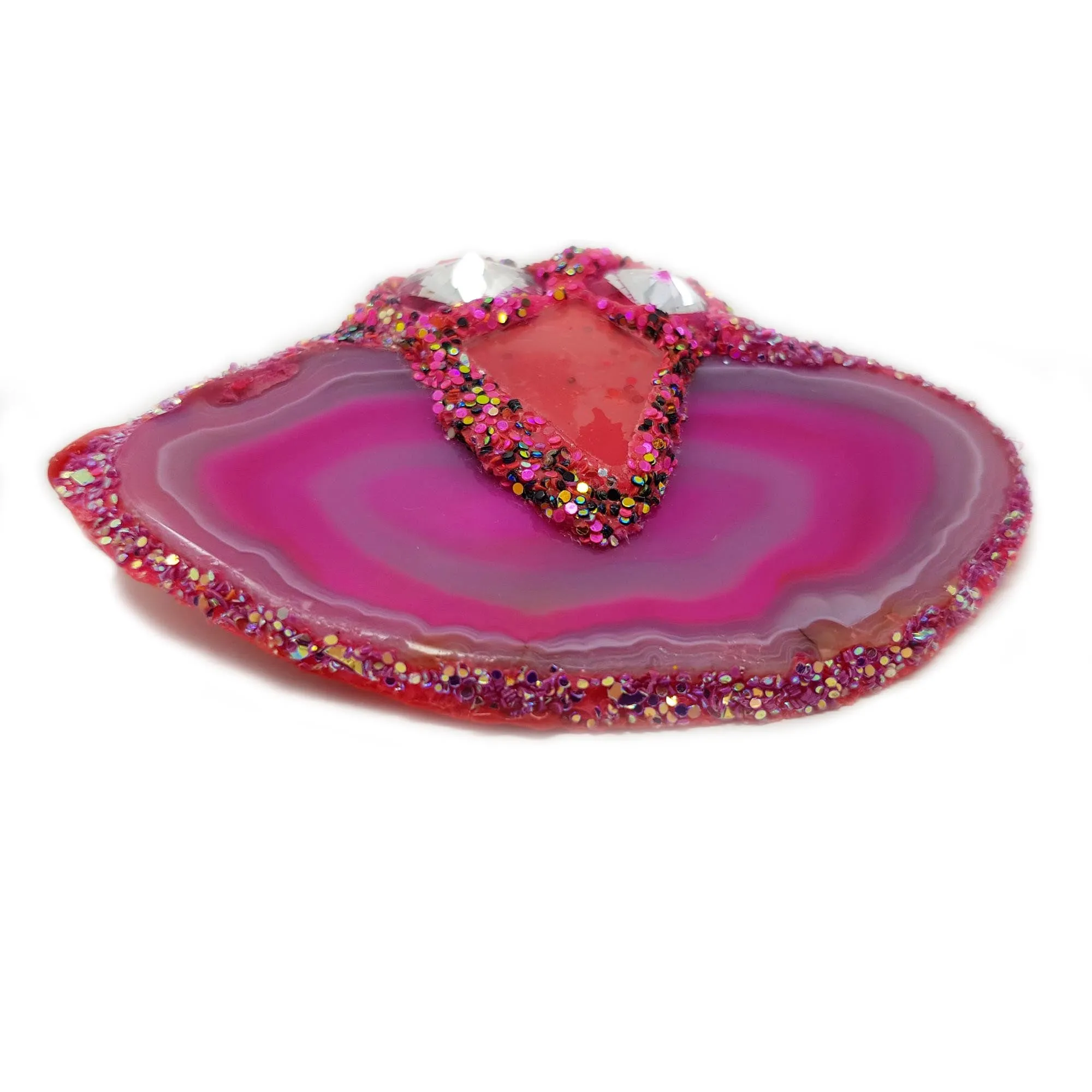 HEART EMERGES INTO THE PINK POOL - PINK BROOCH