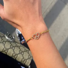 Heart initial diamond bracelet