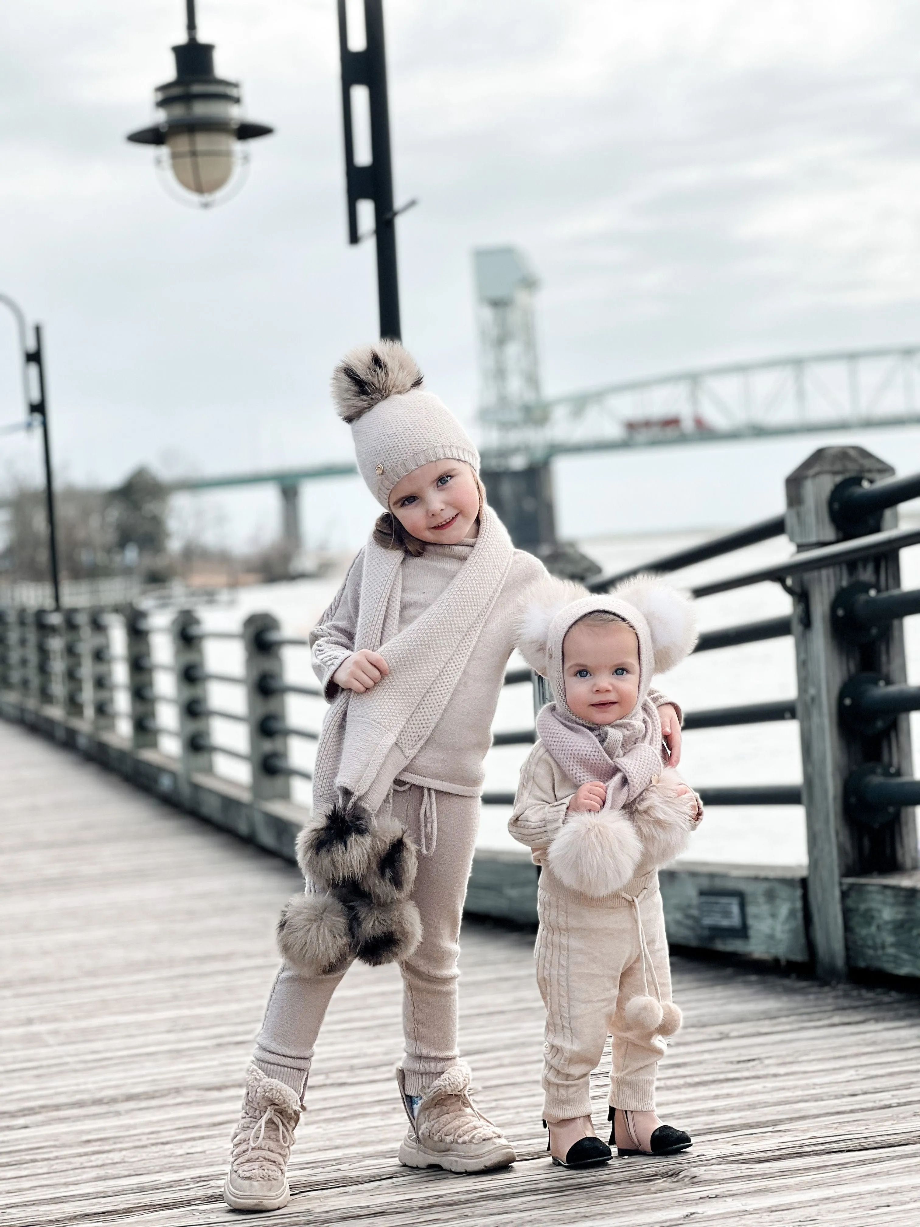 Honeycomb Beige Cashmere Scarf