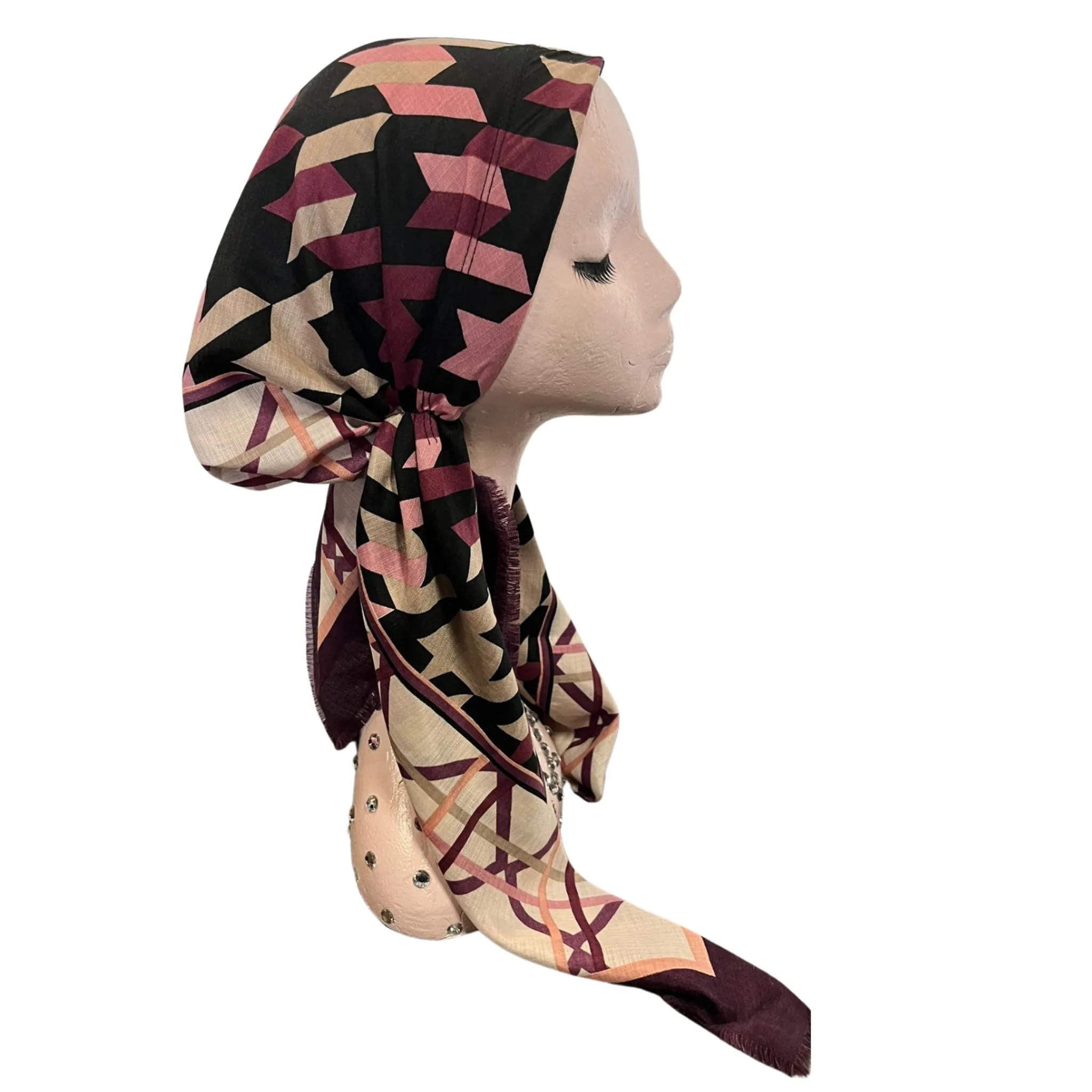 Houndstooth Criss Cross Headscarf by Itsyounique