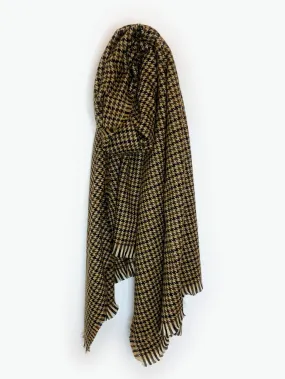 Hoxton Oversized Houndstooth Scarf - Brown