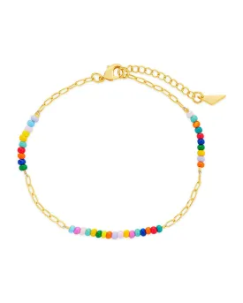 Iridiana Rainbow Beaded Anklet