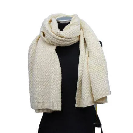 Jacquard Solid Oversized Scarf - Ivory