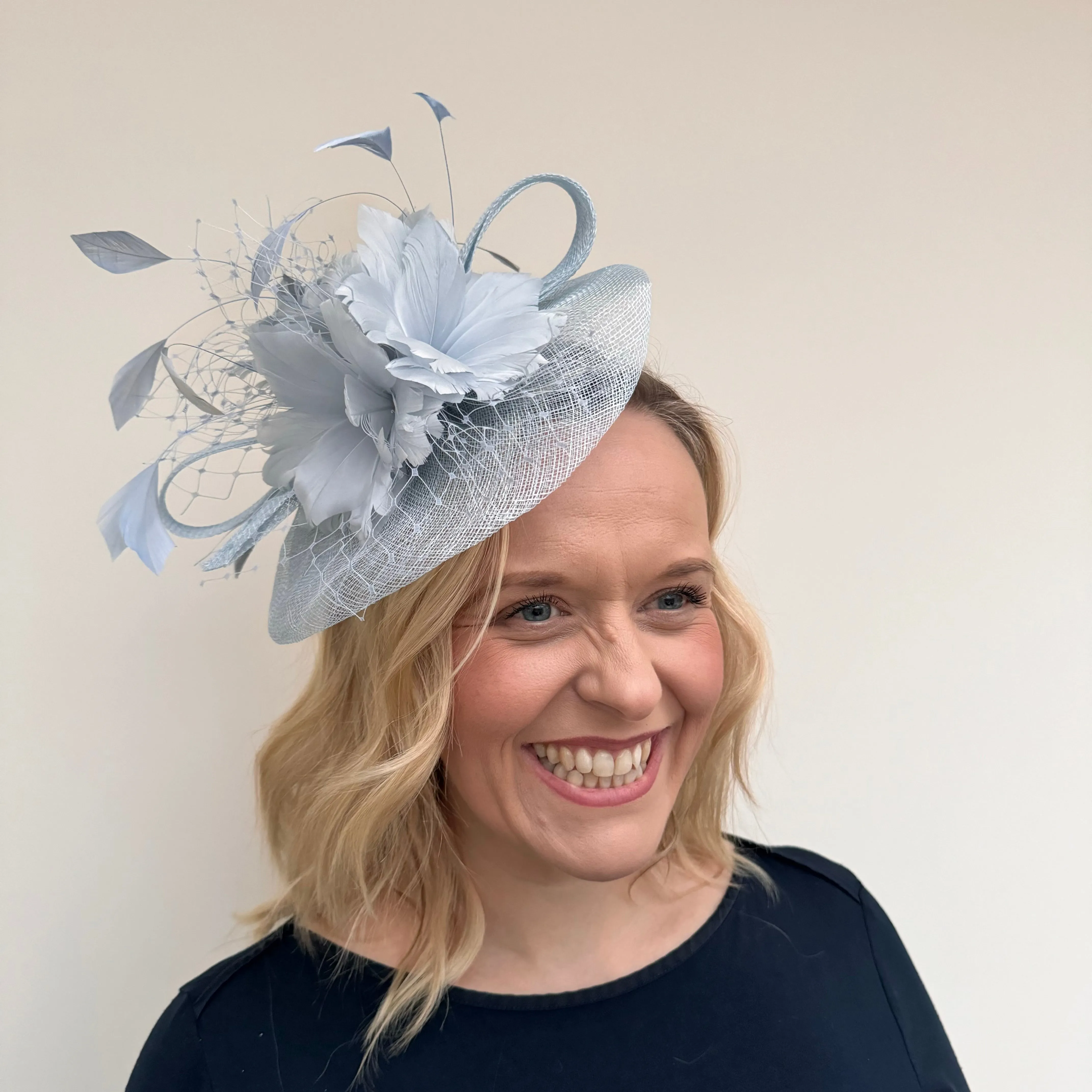 JBees JB18/040 Fascinator with Feathers in Blues