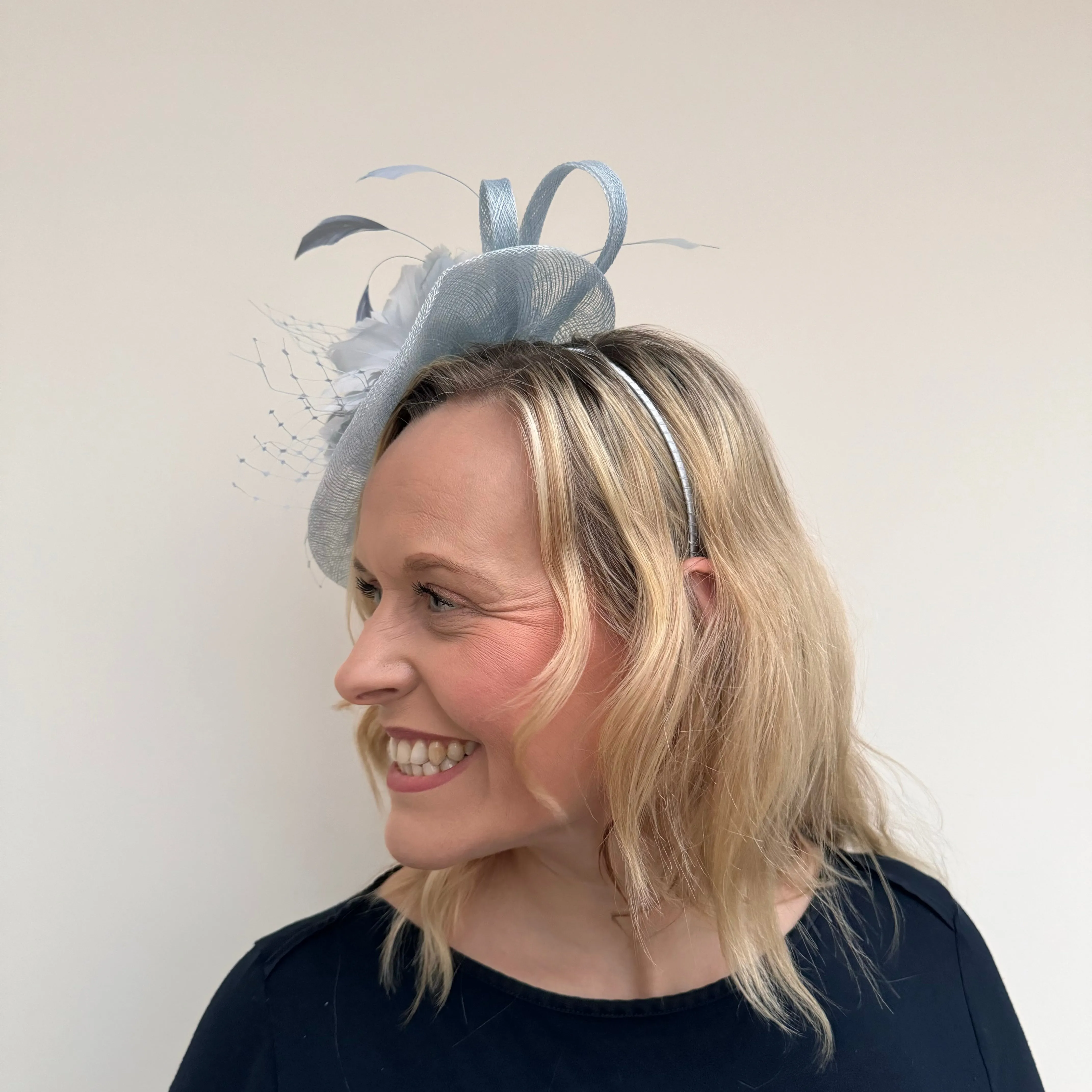 JBees JB18/040 Fascinator with Feathers in Blues