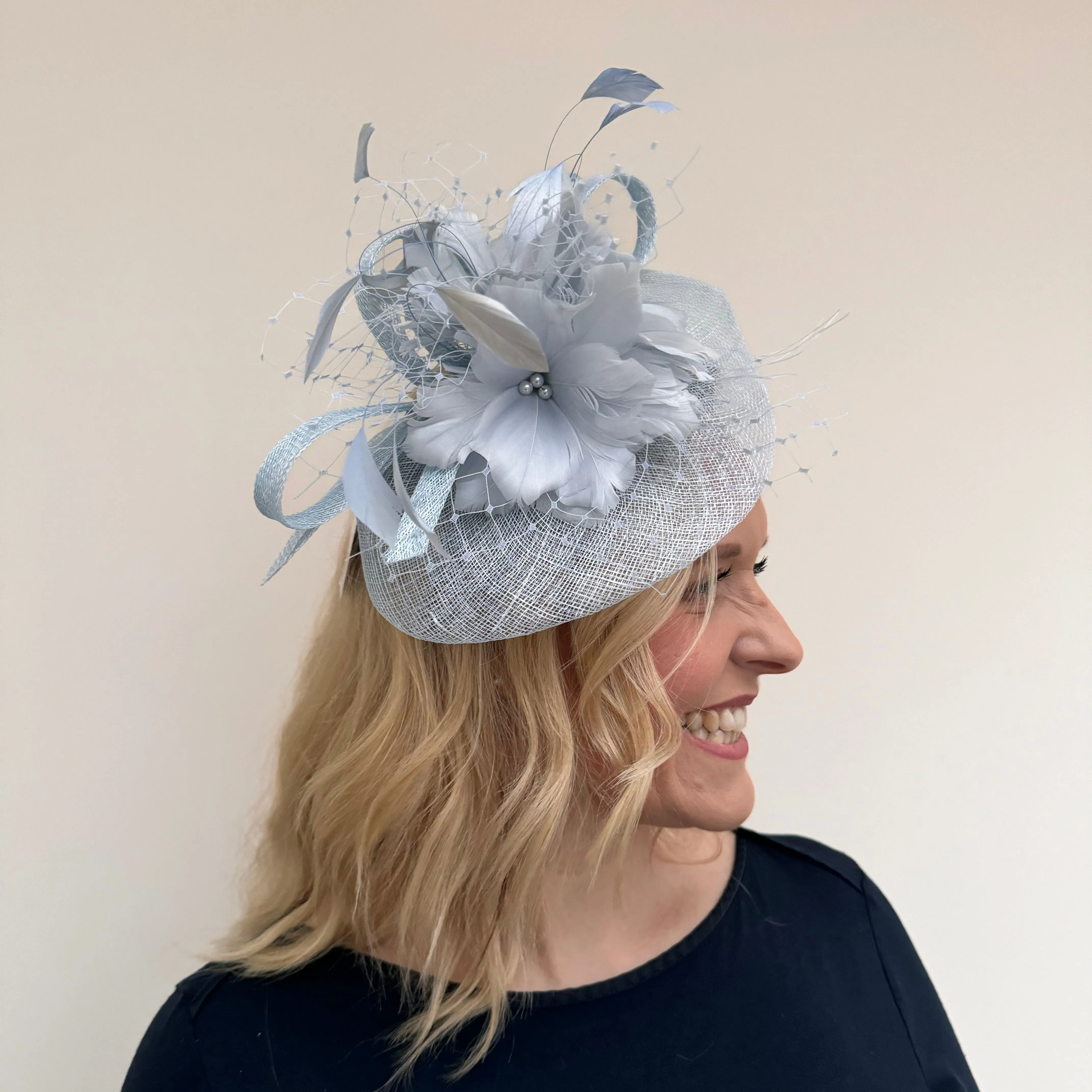 JBees JB18/040 Fascinator with Feathers in Blues