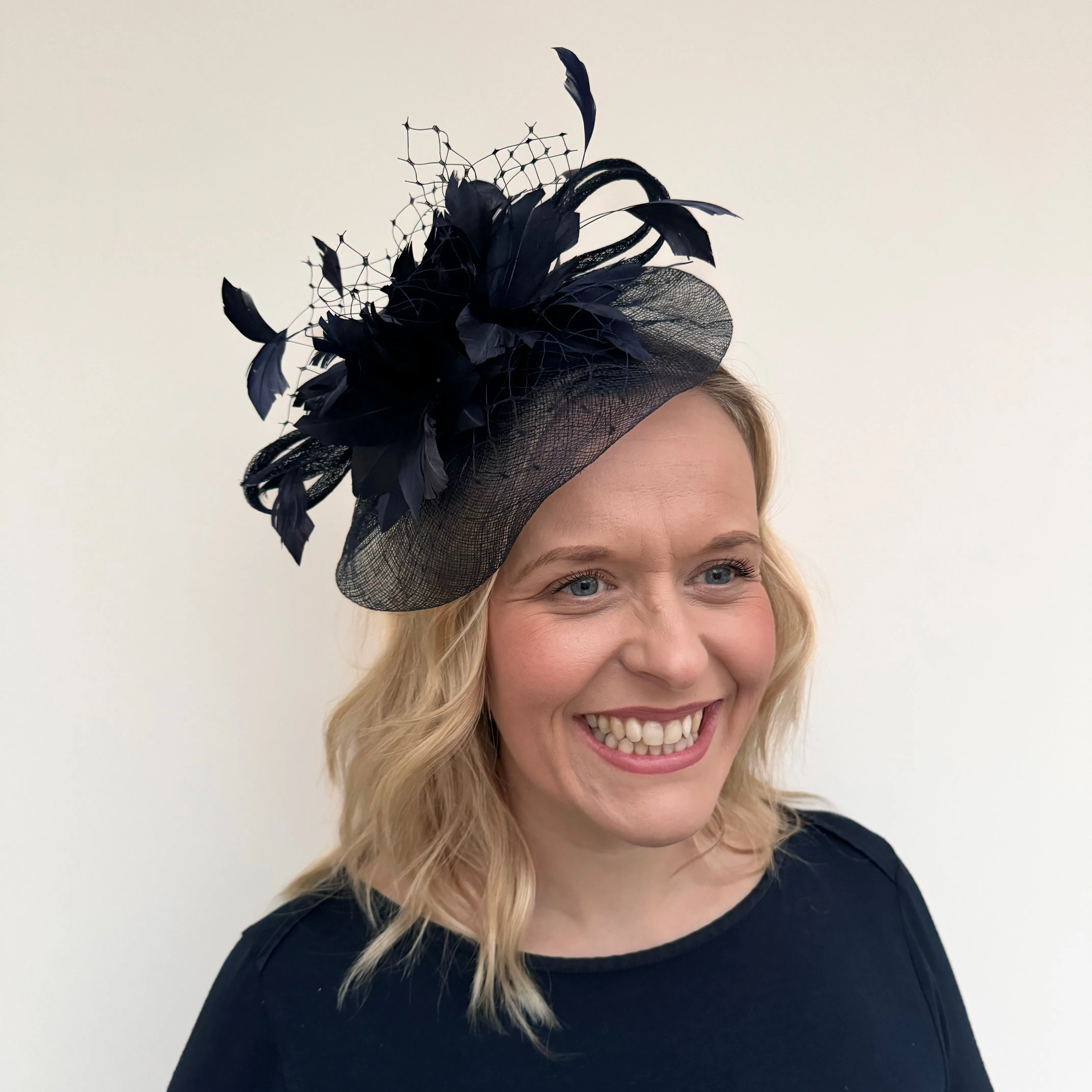 JBees JB18/040 Fascinator with Feathers in Blues