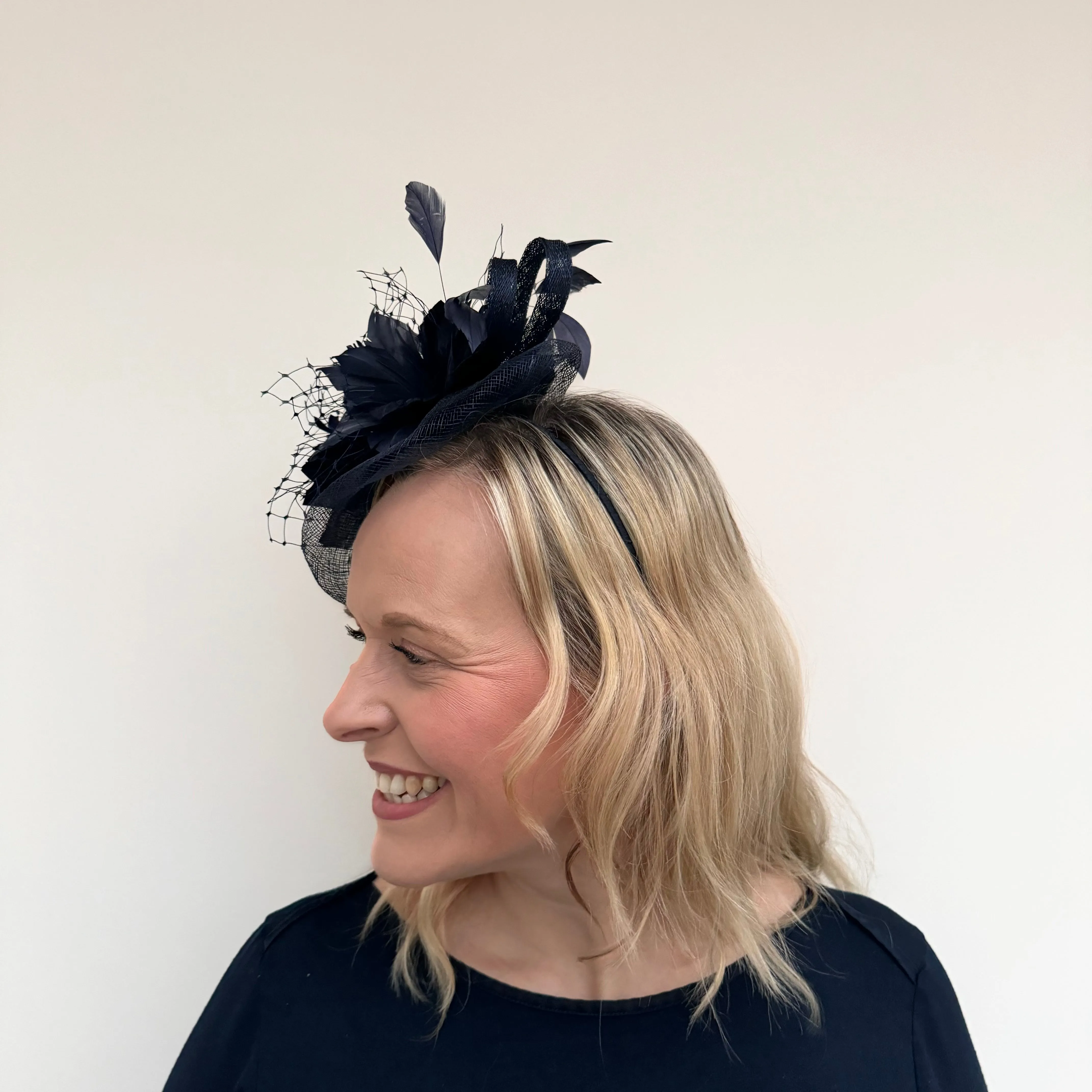 JBees JB18/040 Fascinator with Feathers in Blues