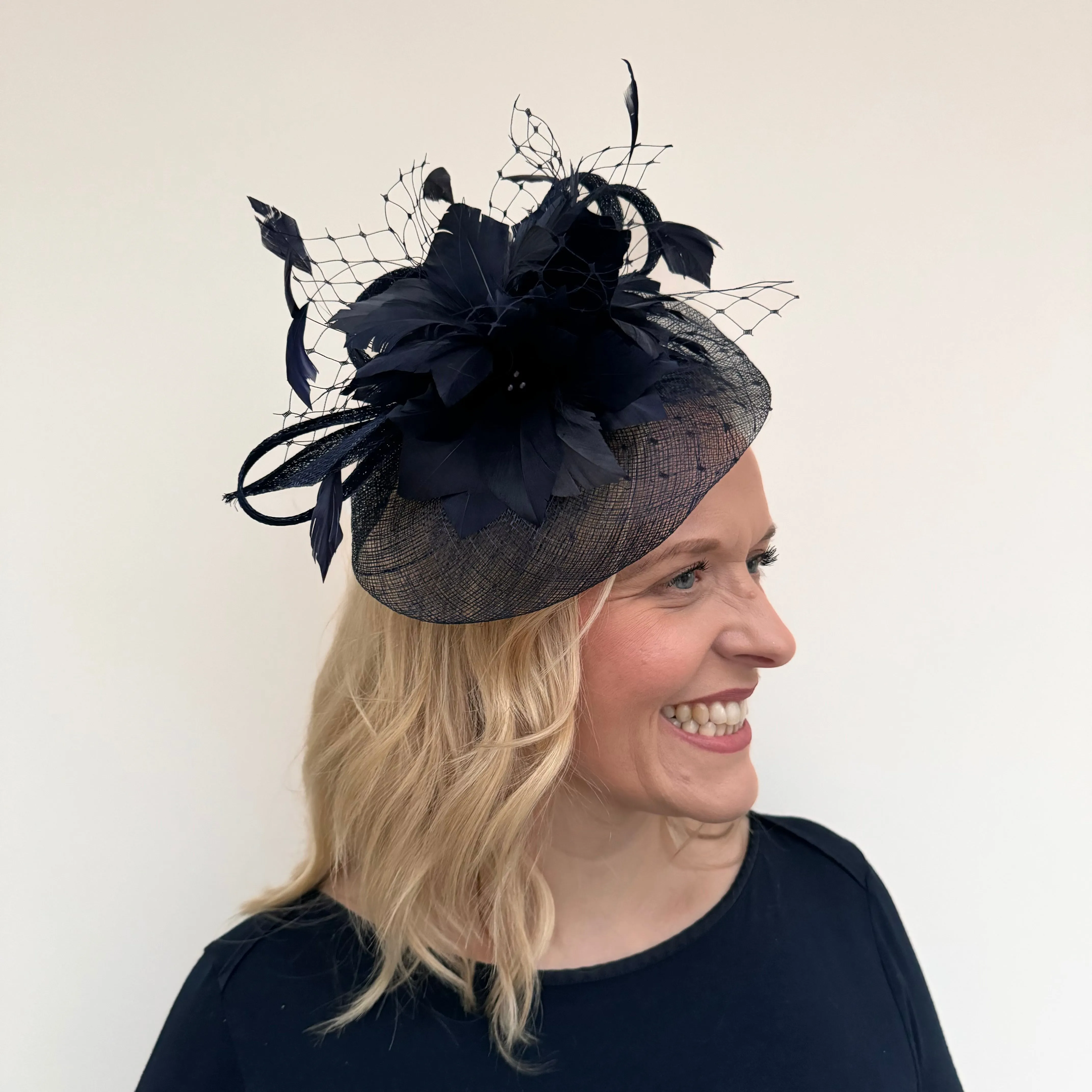 JBees JB18/040 Fascinator with Feathers in Blues