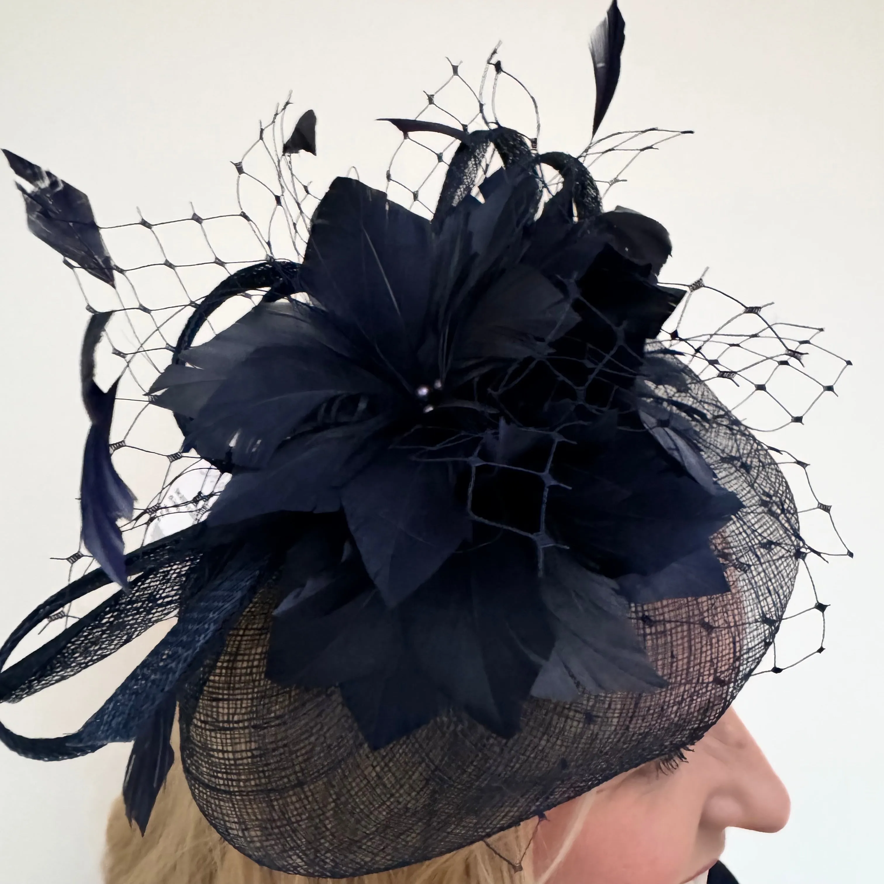 JBees JB18/040 Fascinator with Feathers in Blues