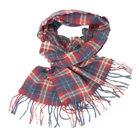 Joules Check Red Brushed Wool Mix Tytherton Scarf for Men