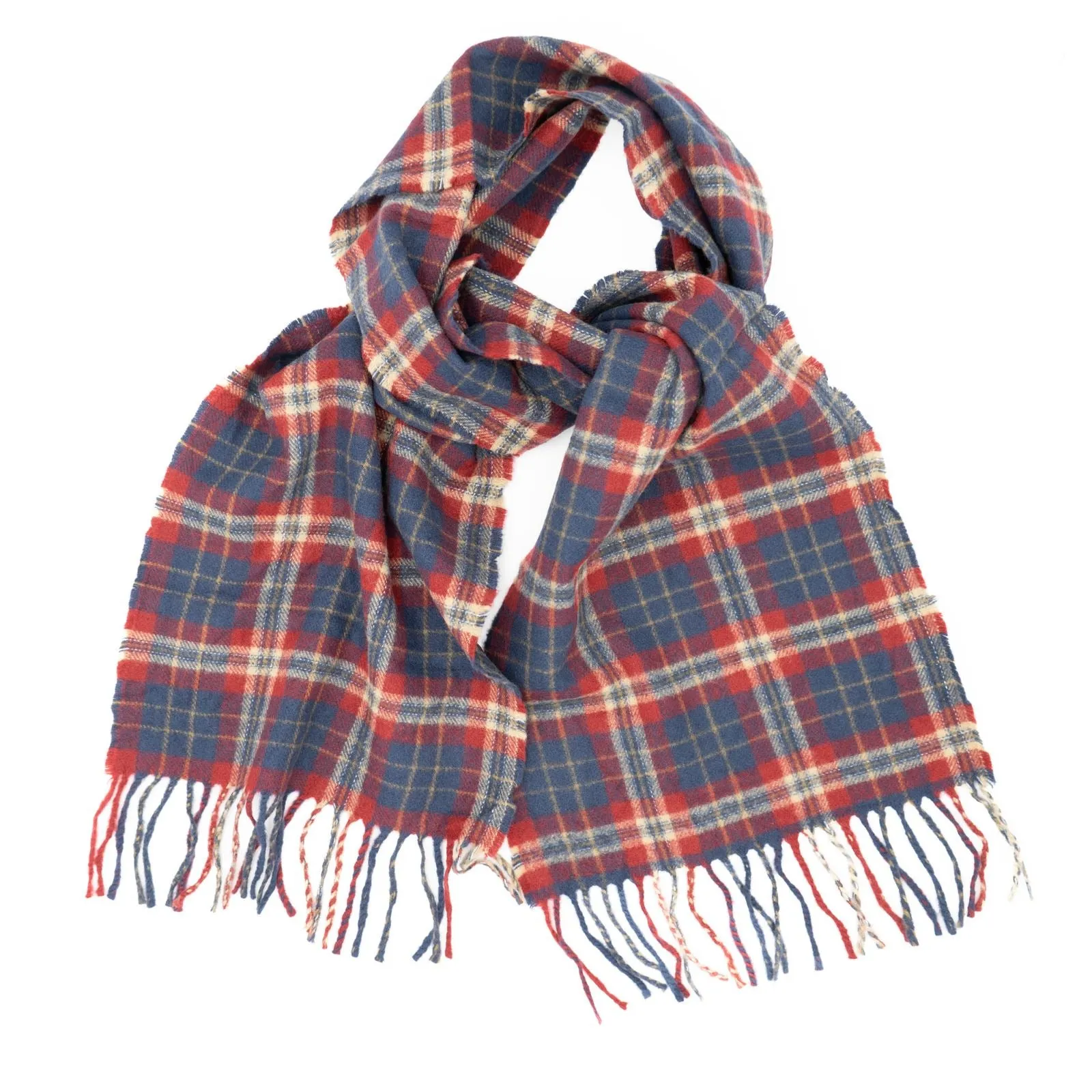 Joules Check Red Brushed Wool Mix Tytherton Scarf for Men