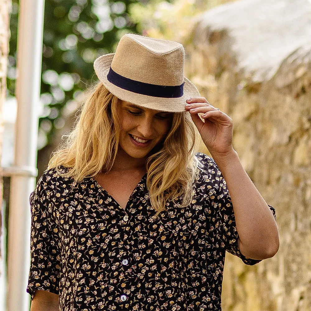 Jute Trilby Hat - Tan