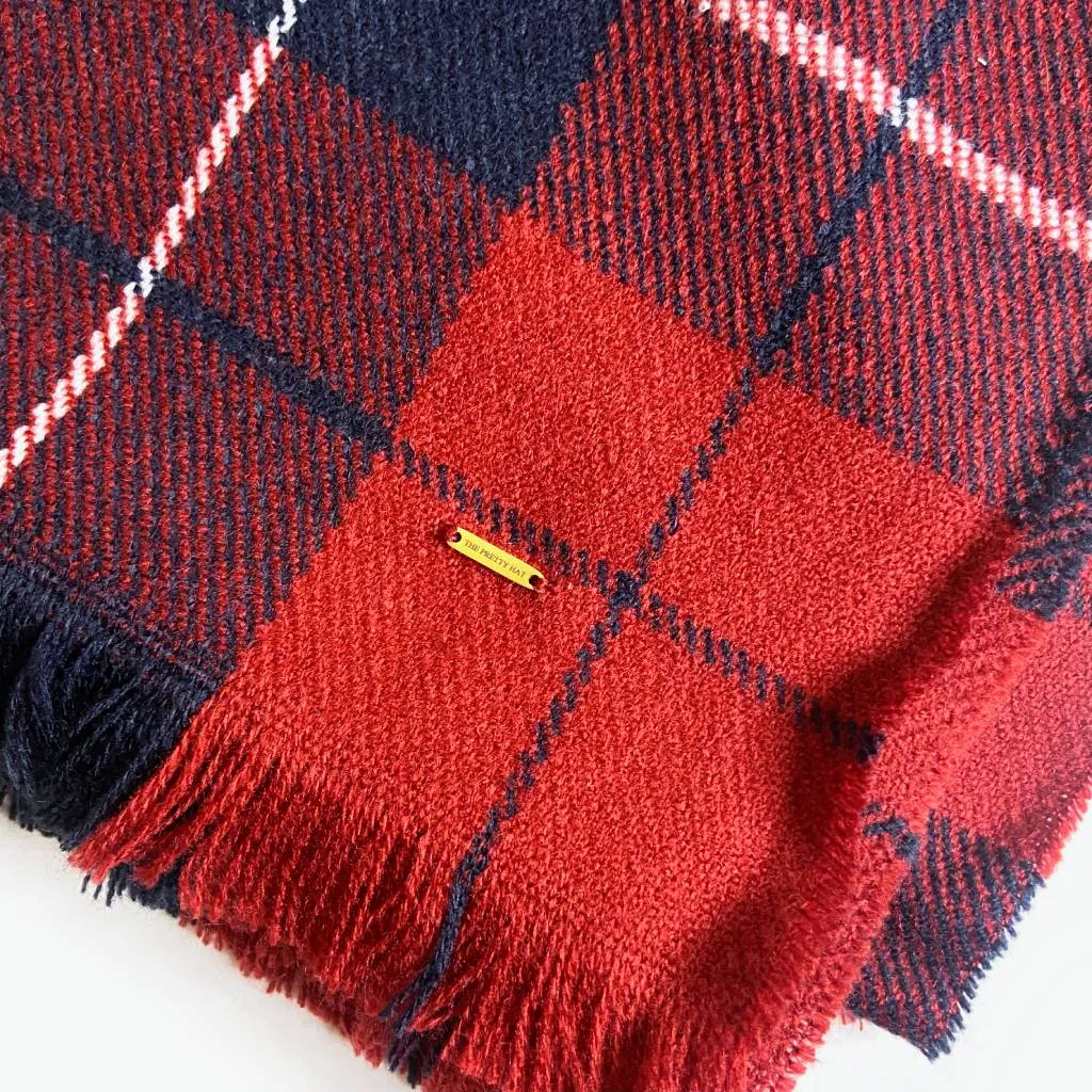 Chic Kensington Oversized Plaid Scarf in Vibrant Red and Navy for Cozy Style