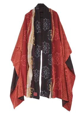 KIMONO PRINT KANTHA SHAWL LARGE - kp2803-red -