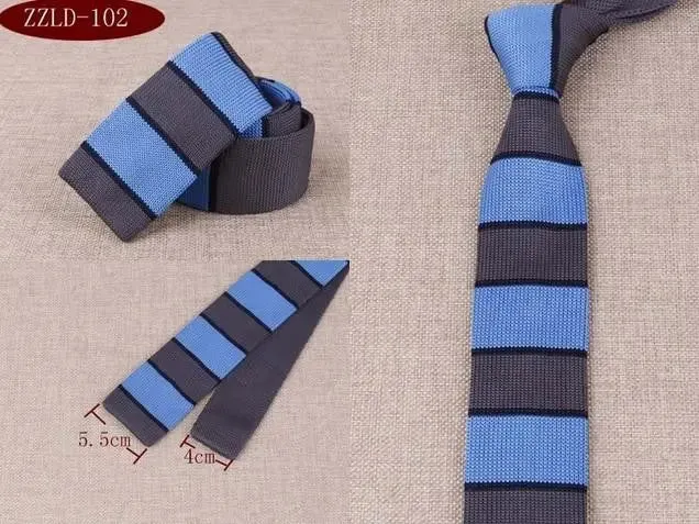 knitted tie| sky & grey stripe 60s mod vintage silk uk knit ties