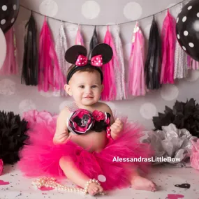 Let's Party Minnie mouse pink cake smash outfit