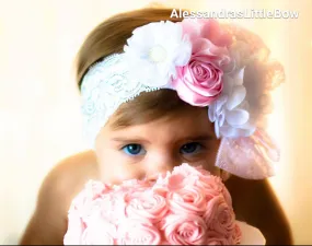 light pink and white lace headband