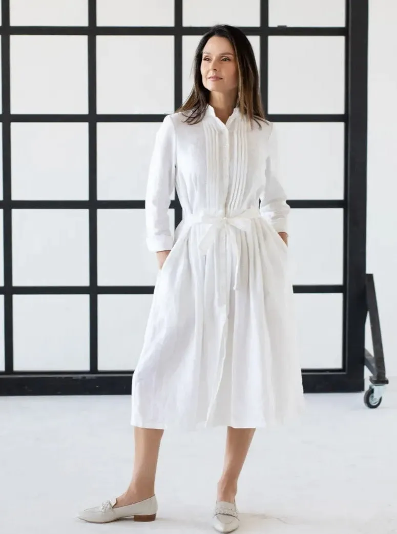 Linen Dress Auster White