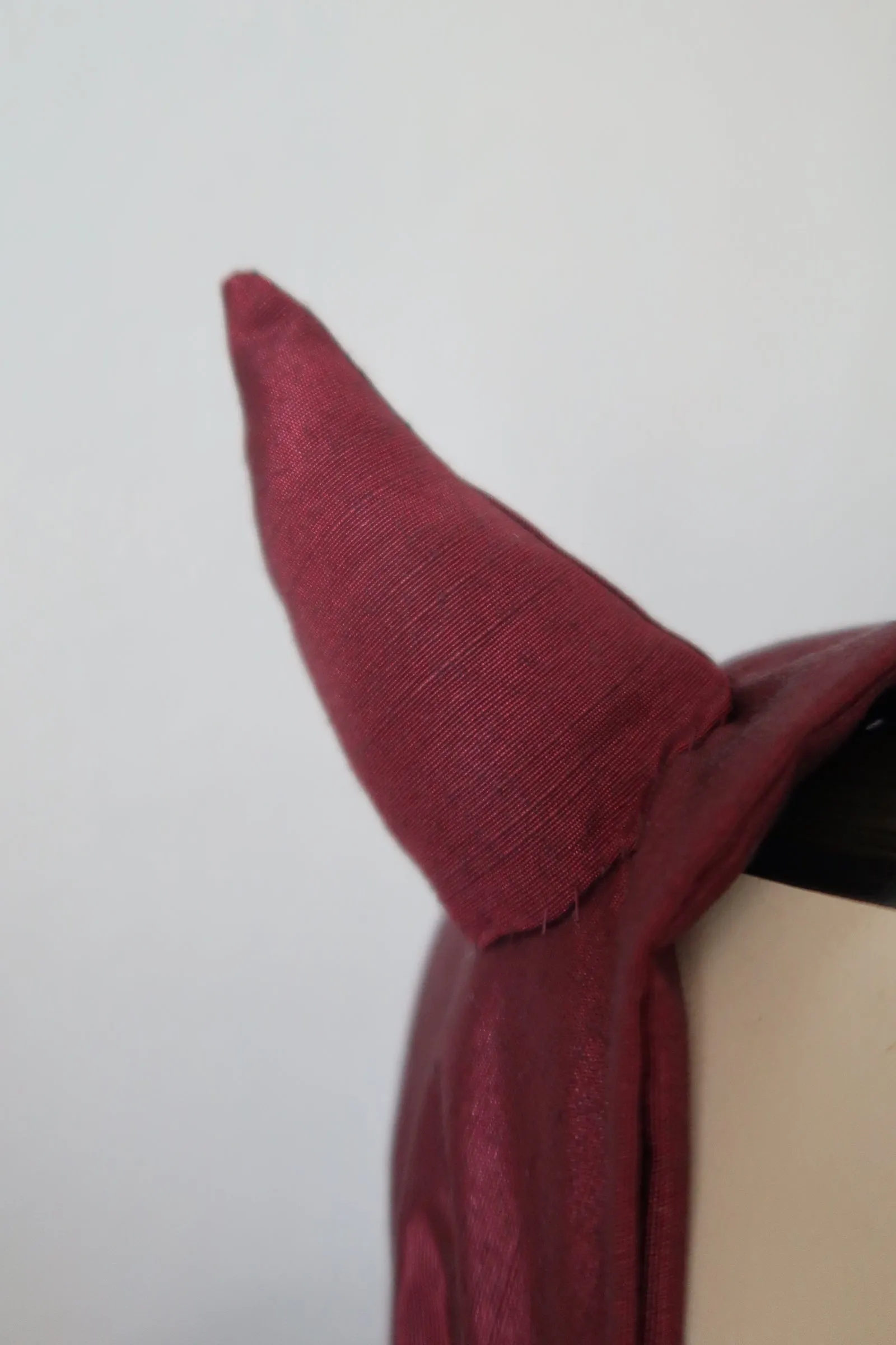 ‘Little Devil’ Vintage Headband in Dark Red Fabric