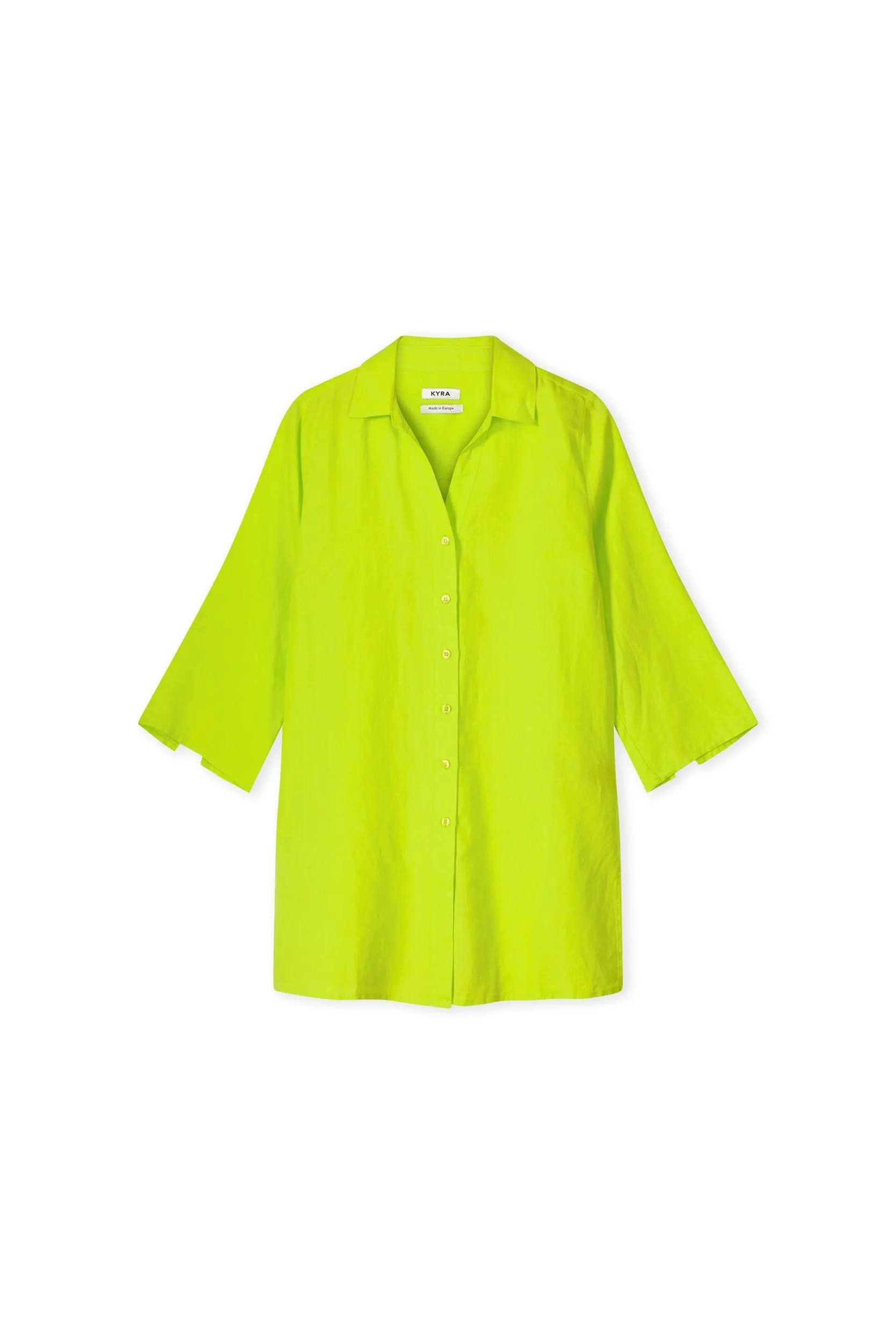 Liza Linen Blend Blouse - Cyber Lime