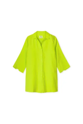 Liza Linen Blend Blouse - Cyber Lime