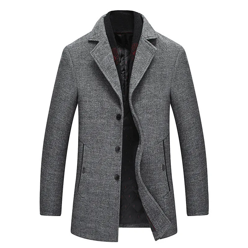 Men's Thicken Wool Coat With Scarf