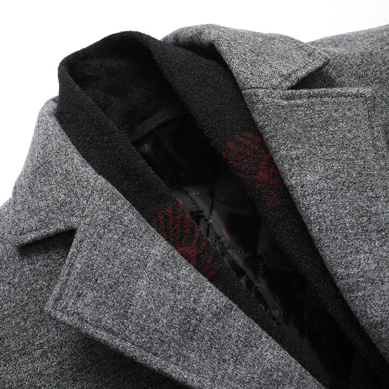 Men's Thicken Wool Coat With Scarf