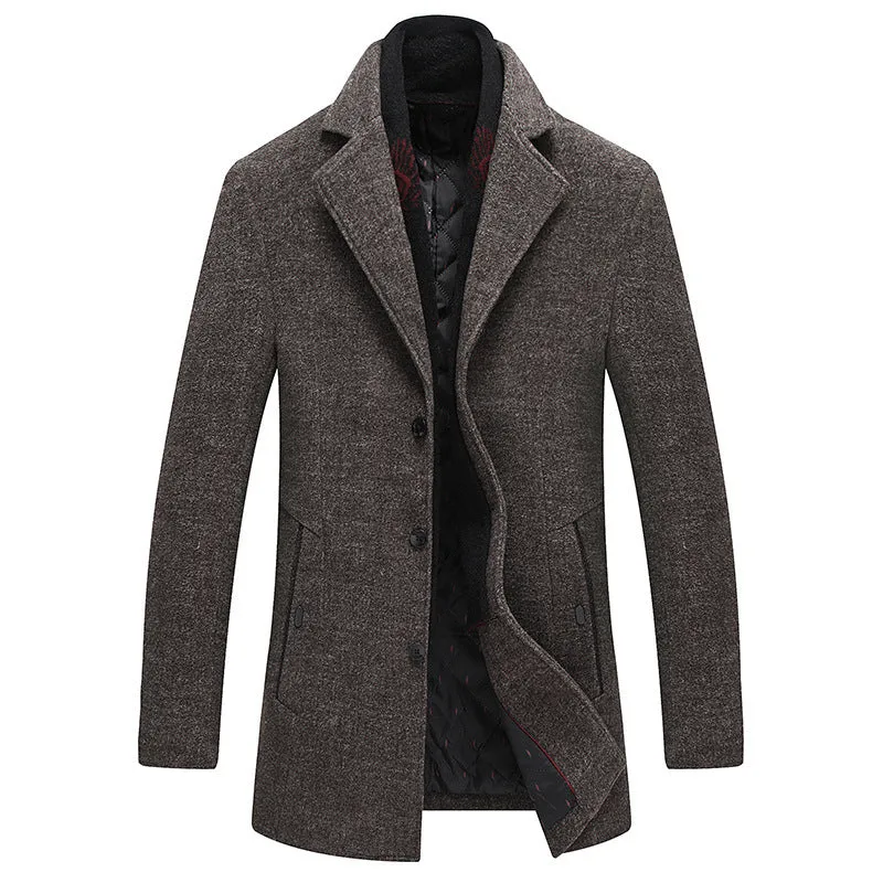 Men's Thicken Wool Coat With Scarf