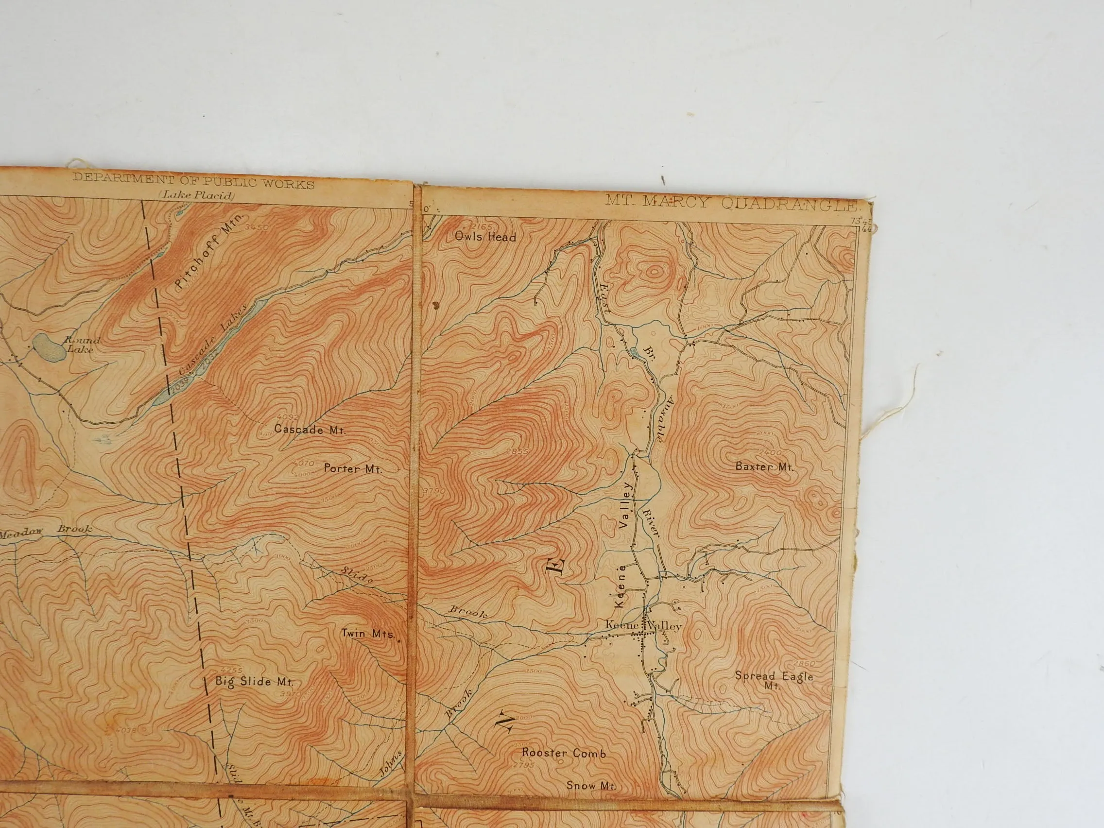 Mt. Marcy, New York 1894 US Geological Survey Folding Map