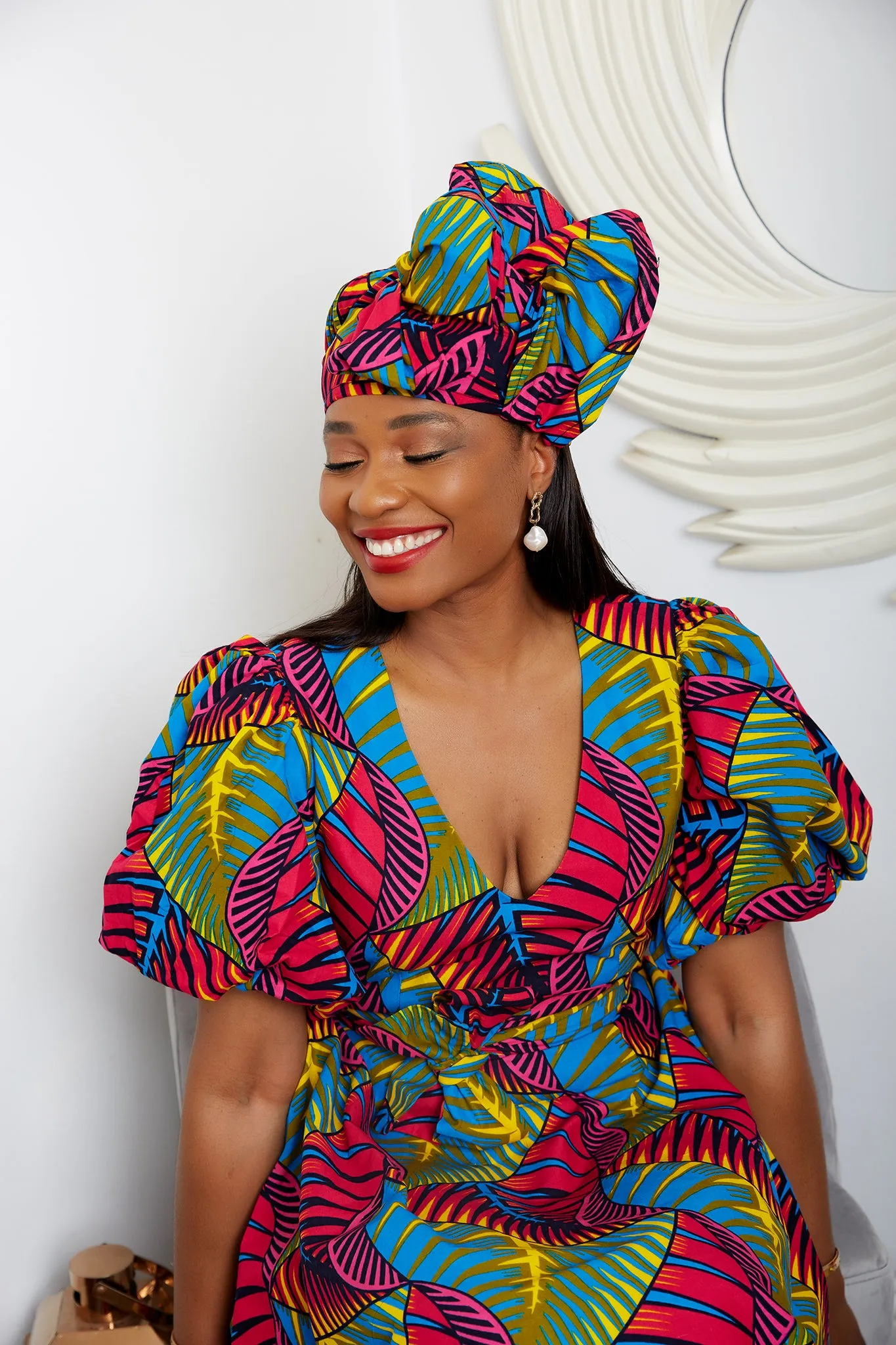 New In African Ankara Print Headwrap/Headtie - Pelumi