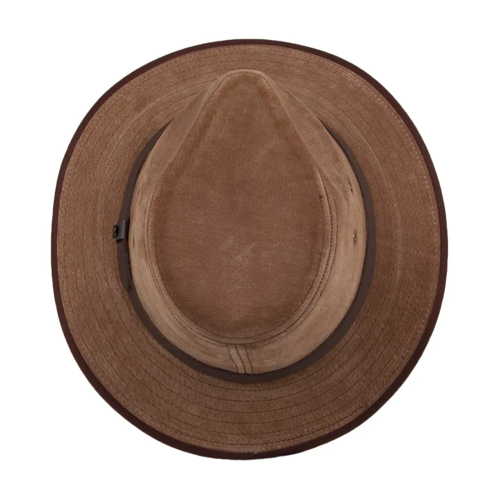 Nubuck Leather Safari Fedora - Chestnut