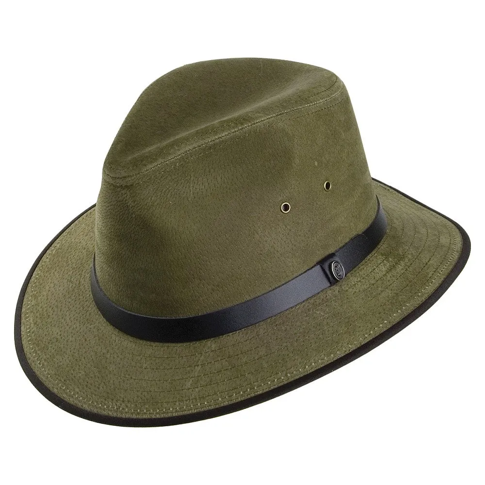 Nubuck Leather Safari Fedora - Olive