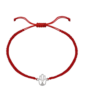 Outlined Hamsa [RED] - 14K White Gold