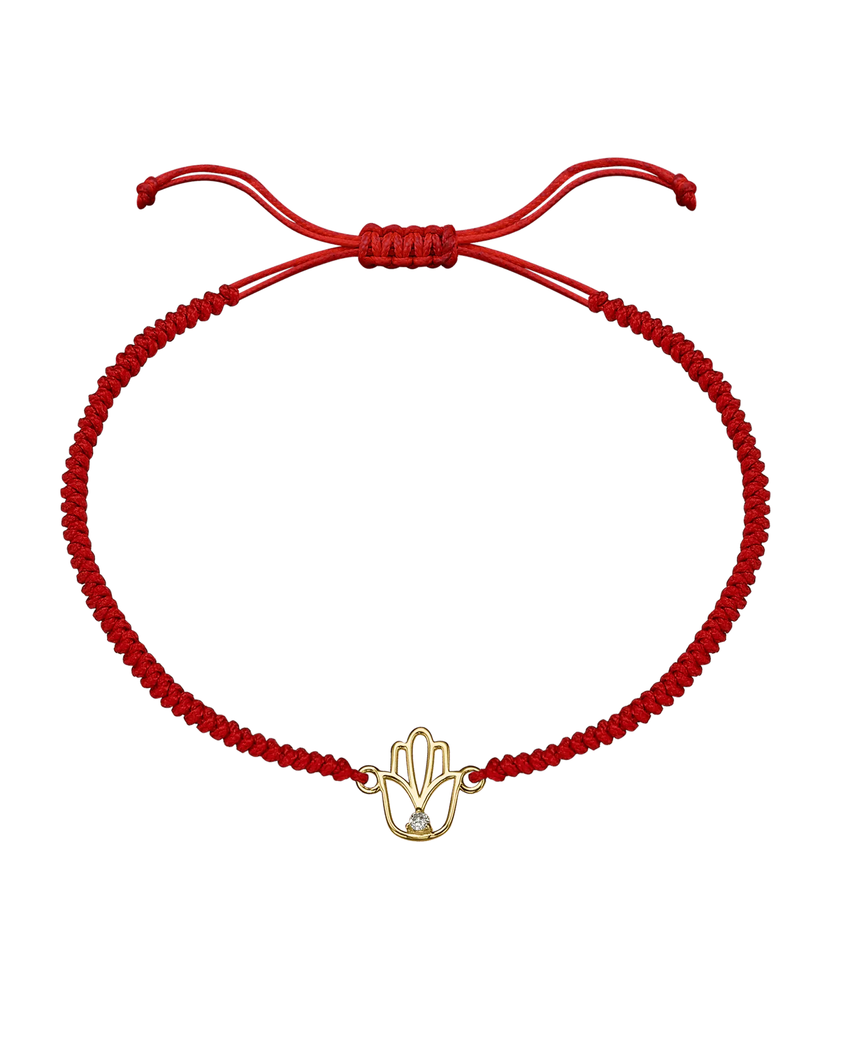 Outlined Hamsa [RED] - 14K Yellow Gold