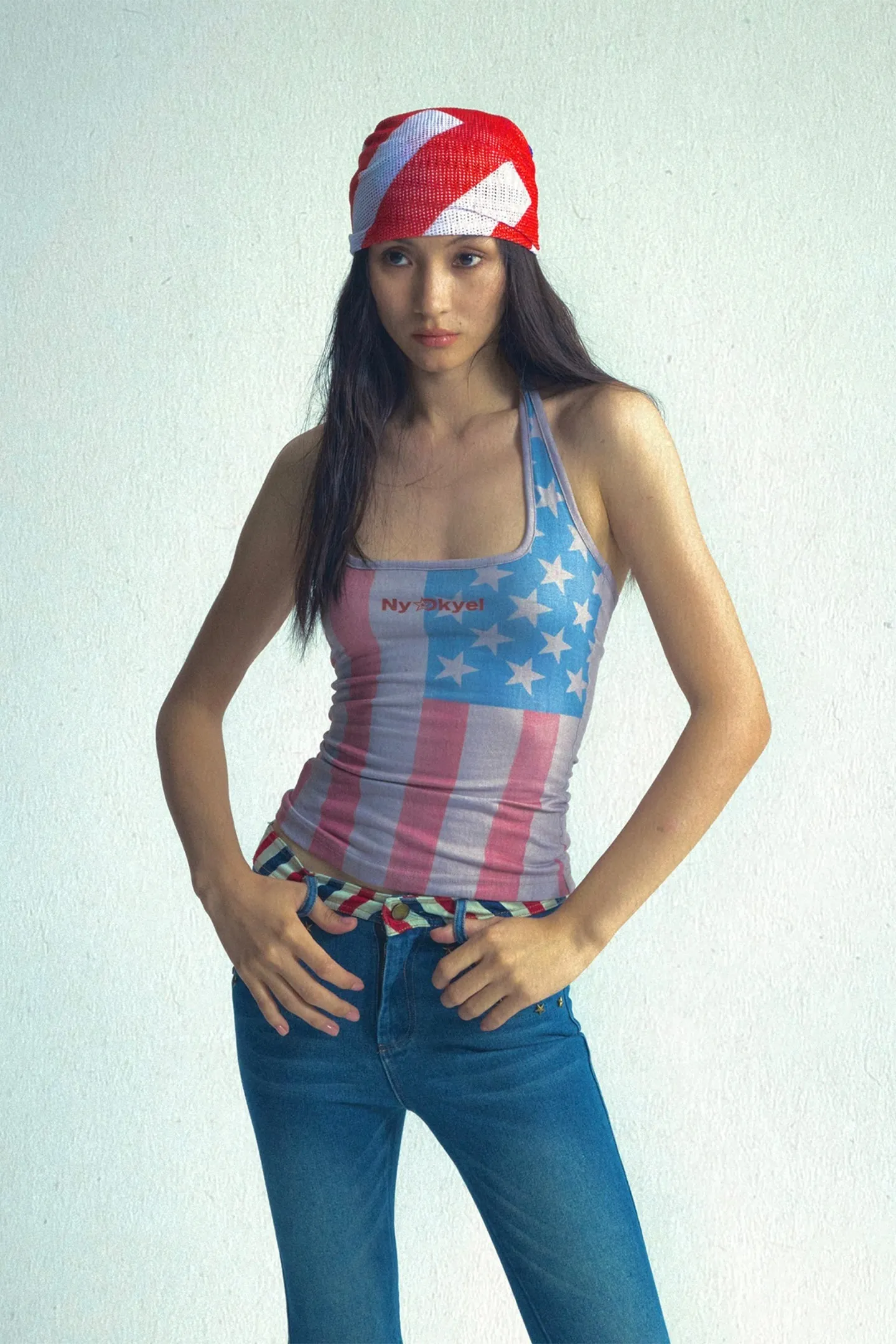 Oversized Flag Mesh Convertible Bandeau Scarf