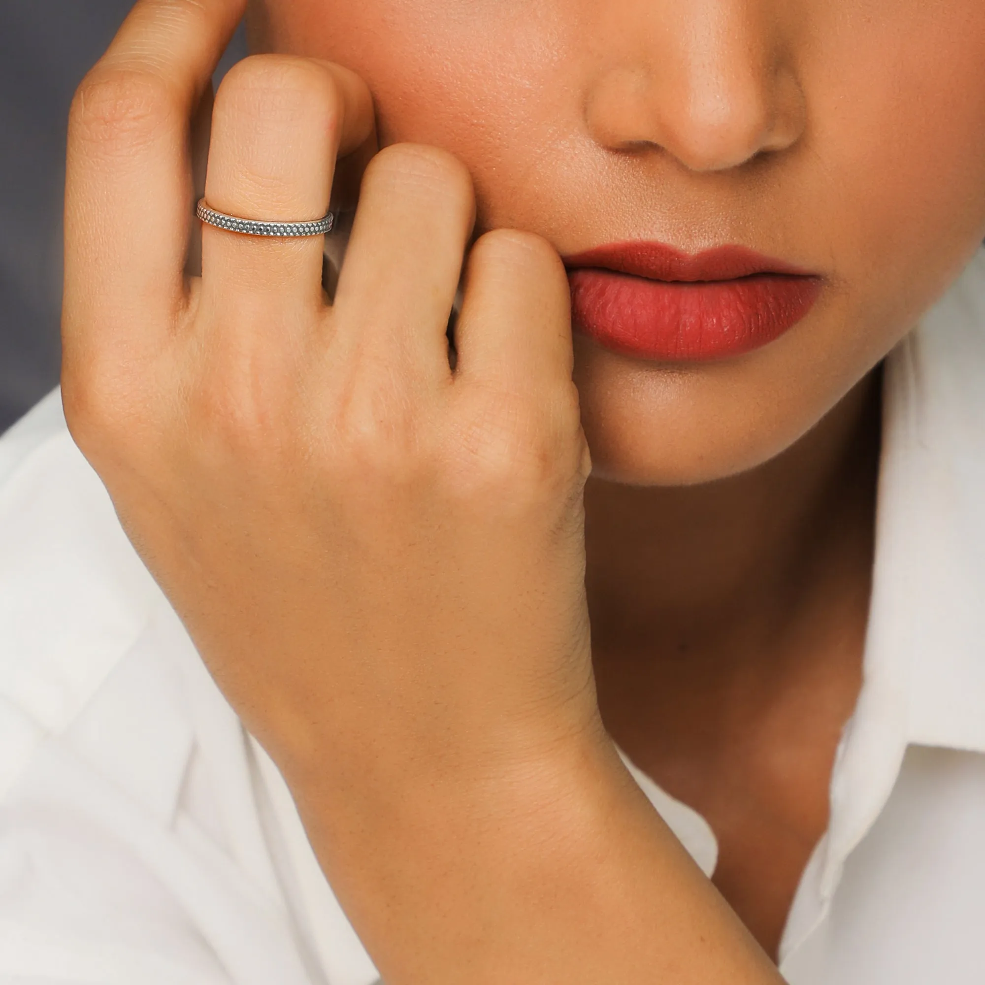 Oxidised Silver Minimal Boho Ring