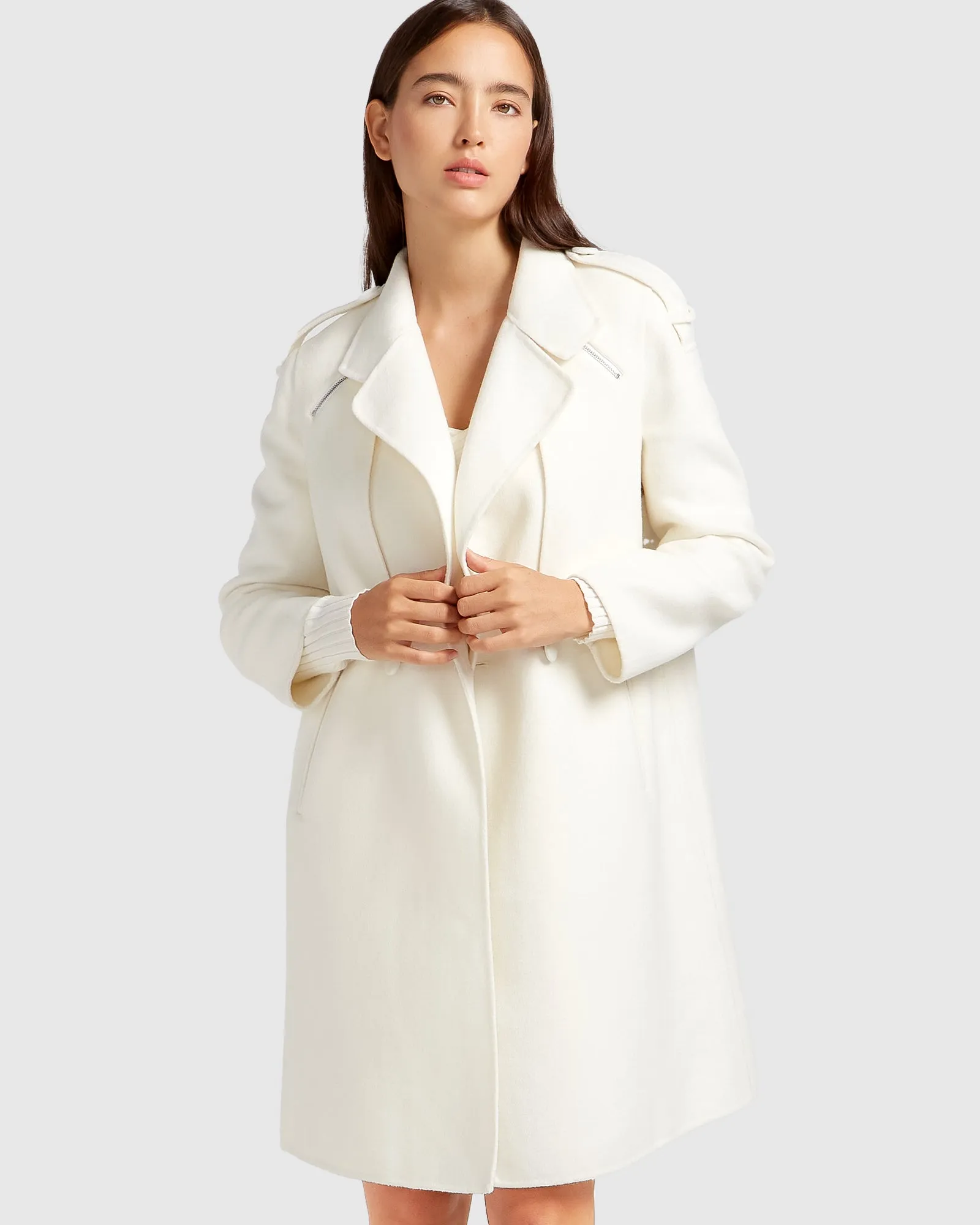 Palm City Wool Blend Coat - Cream