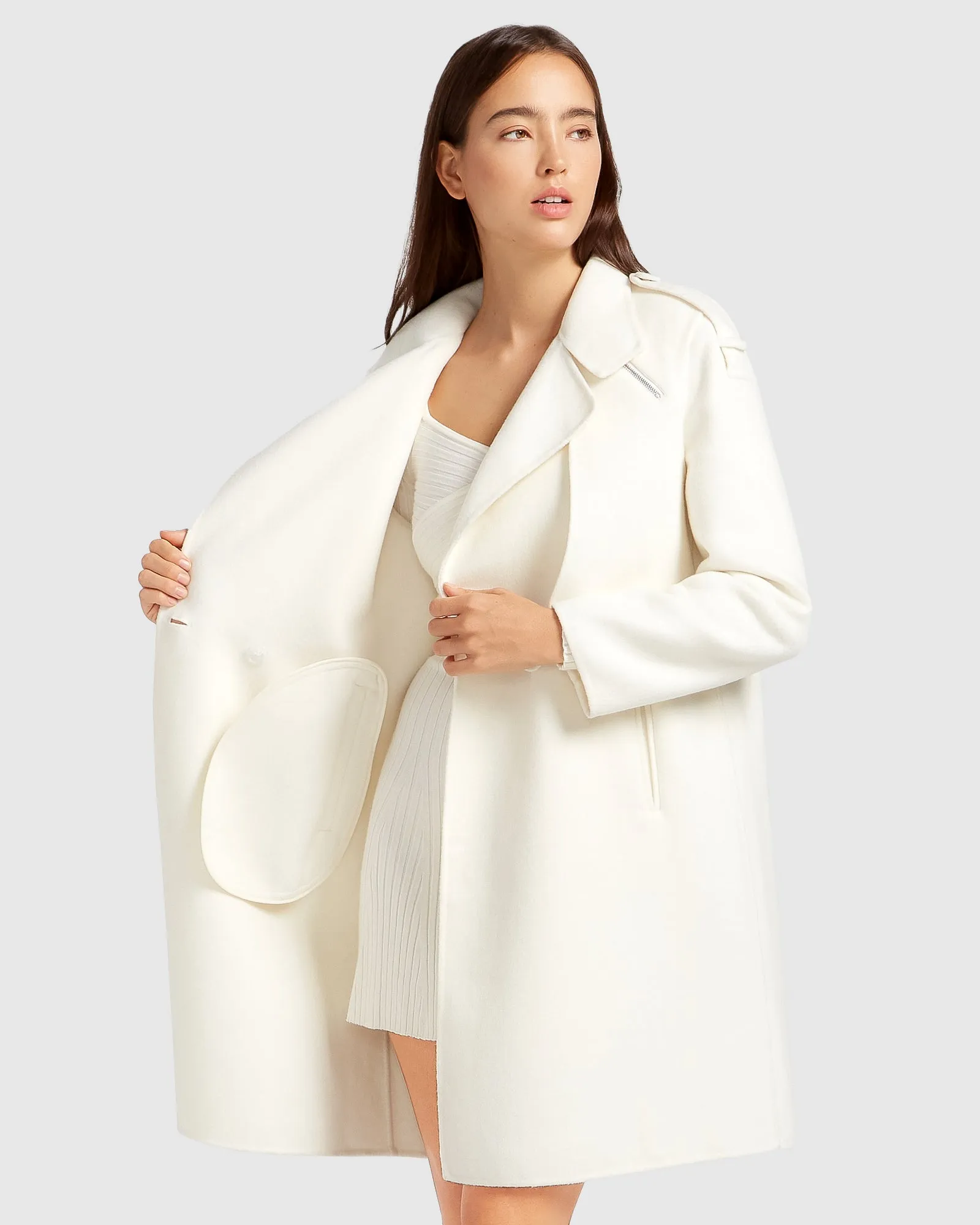 Palm City Wool Blend Coat - Cream