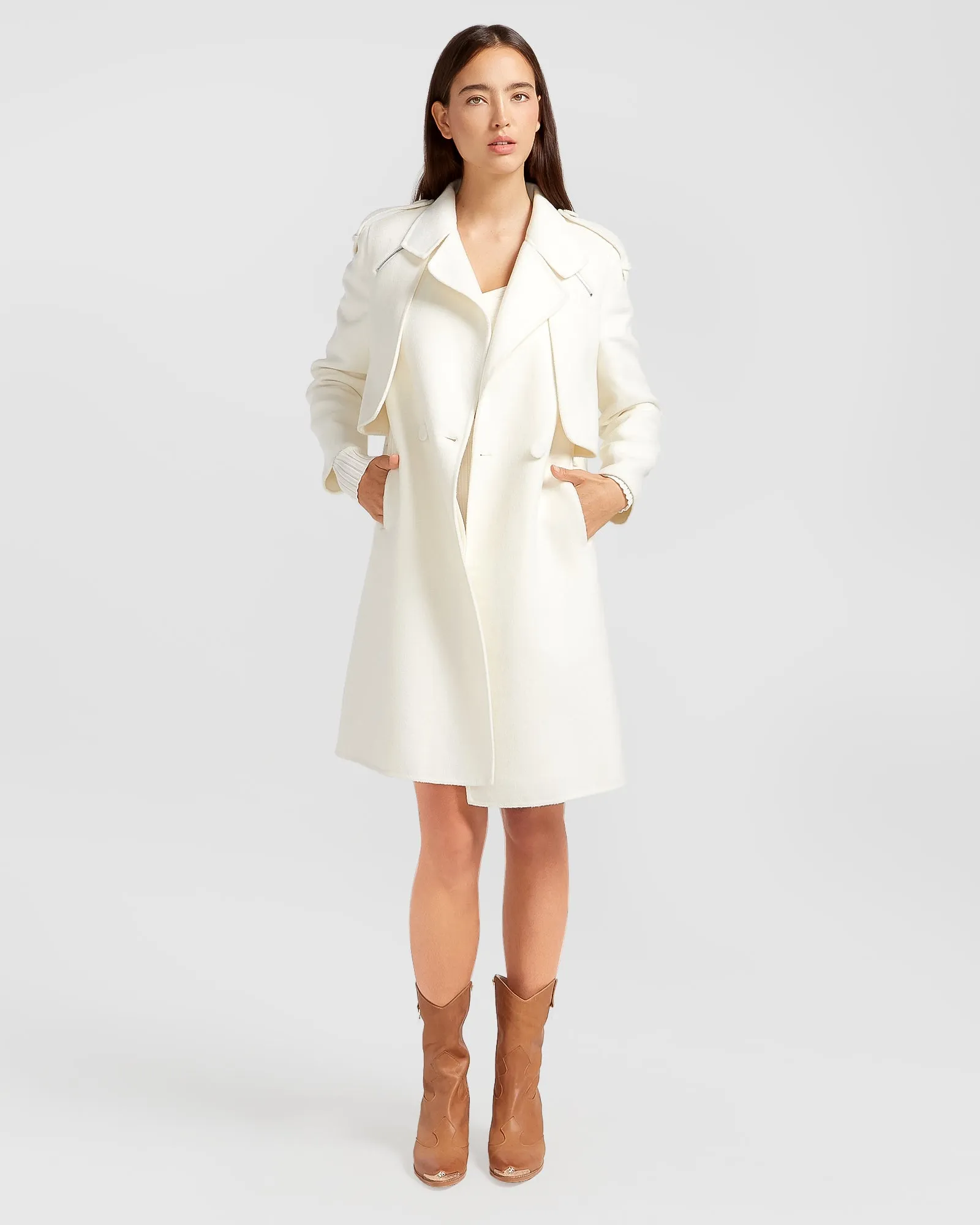 Palm City Wool Blend Coat - Cream