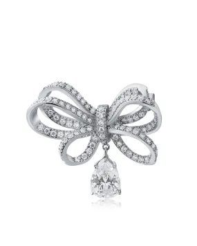 Pave CZ Bow Brooch