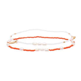 Poppy Anklet Stack - Orange