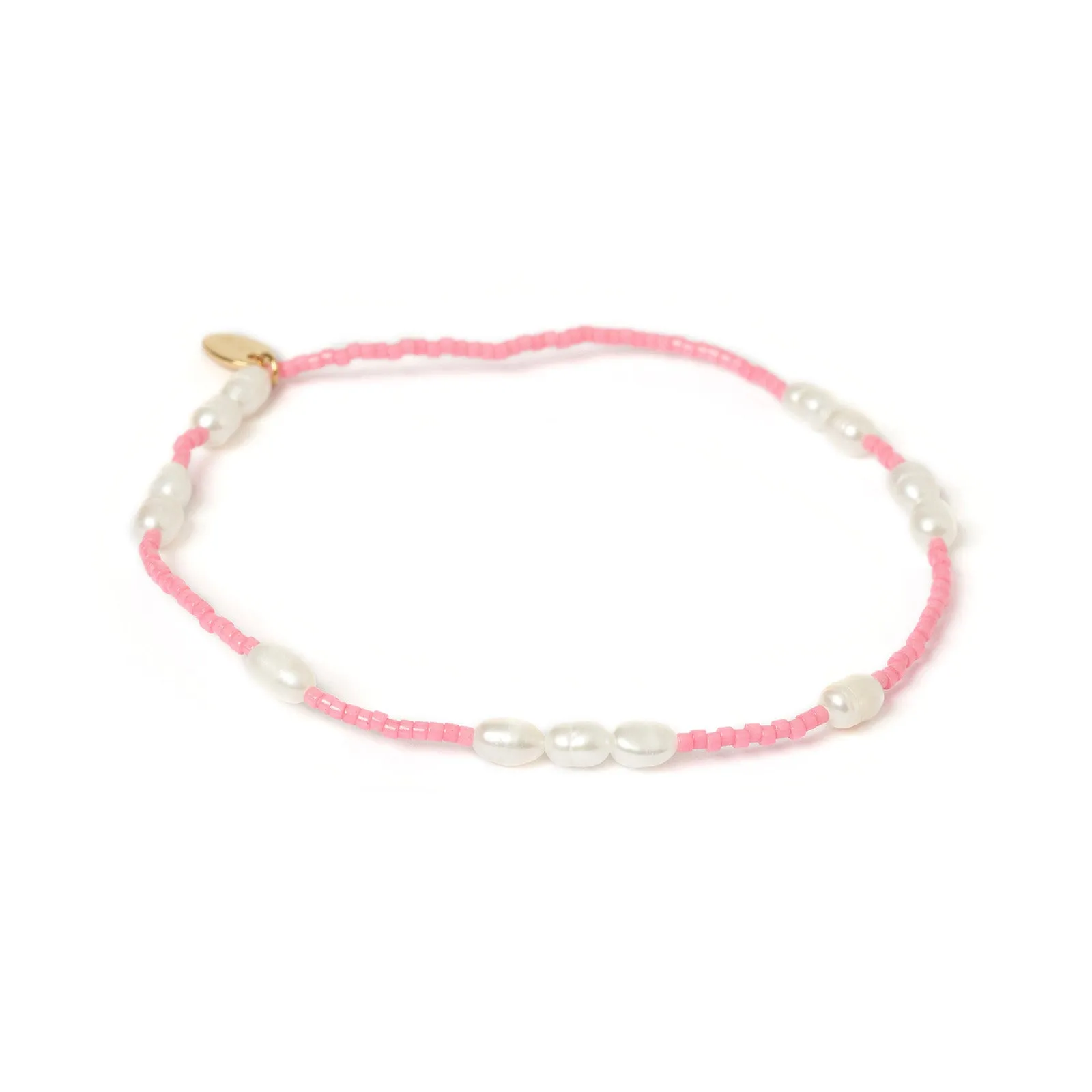 Poppy Pearl & Glass Beaded Anklet - Pink