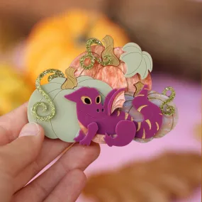 Exquisite Dragon-Shaped Acrylic Brooch with Pumpkin Design