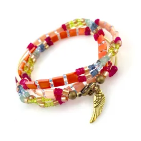 "Glass Tile" Wrap Bracelet (Papaya)