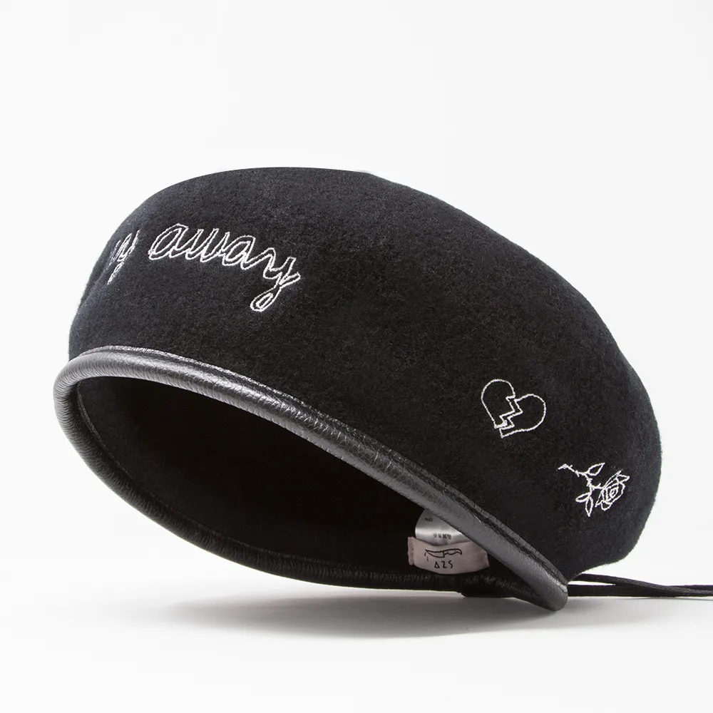 "STAY AWAY" BERET (BLACK)